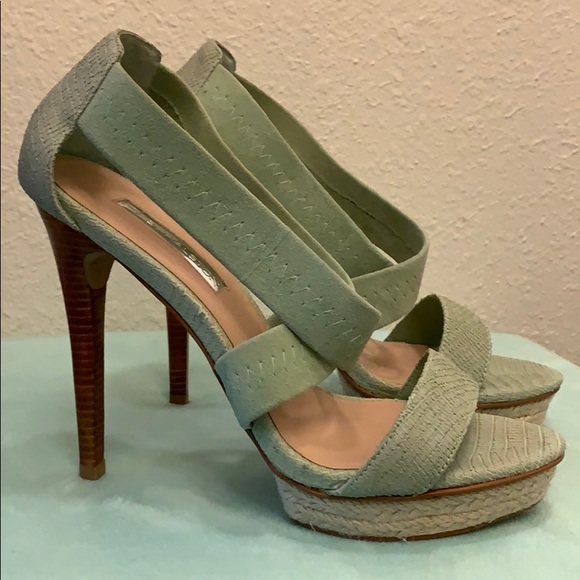 Aqua Suede Platform Stiletto Sandals - Picture 4 of 8